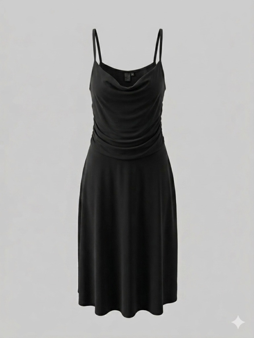 Wild Fable Black Midi Dress Ruched Stretch Strappy Size M